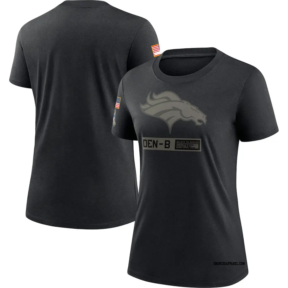 Black Women's Denver Broncos 2020 Salute To Service Performance T-Shirt