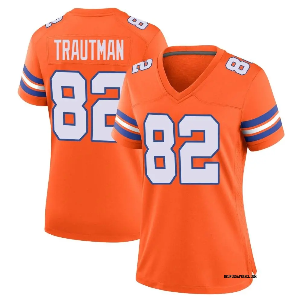 Game Orange Women's Adam Trautman Denver Broncos Alternate Mile High Collection 1977 Throwback Jersey