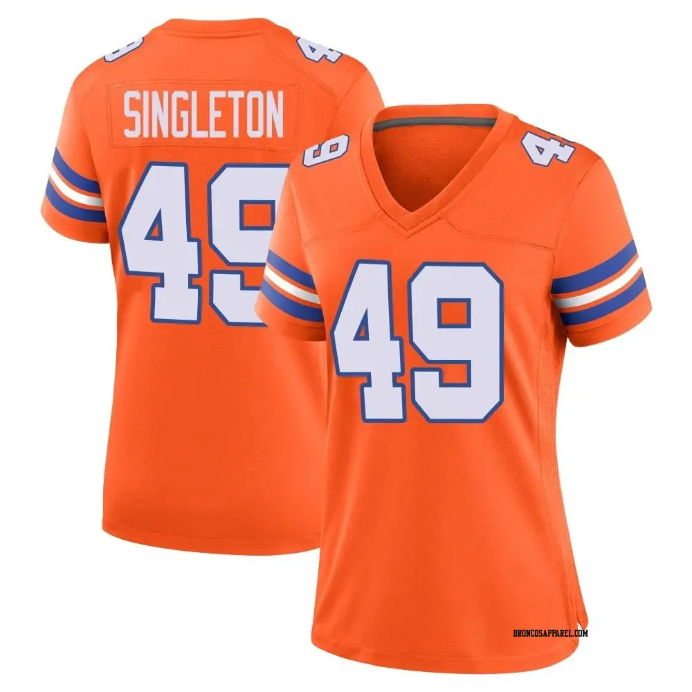 Game Orange Women's Alex Singleton Denver Broncos Alternate Mile High Collection 1977 Throwback Jersey