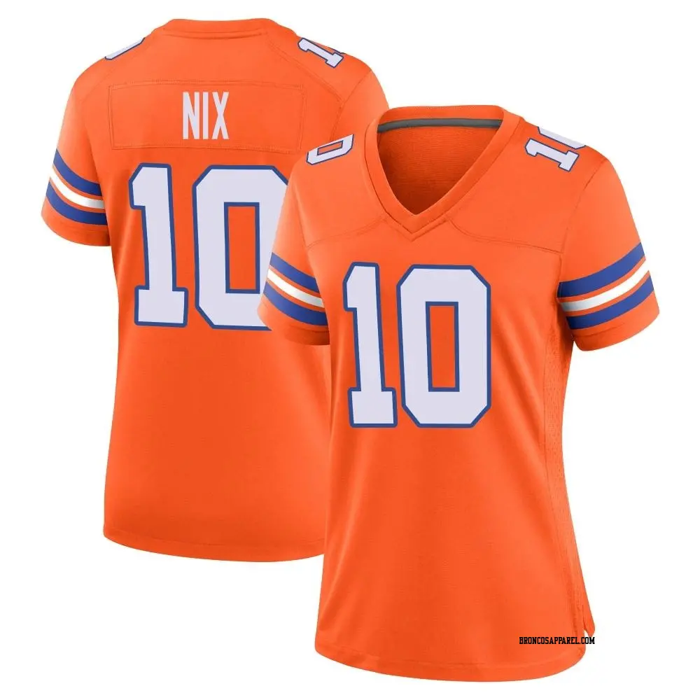 Game Orange Women's Bo Nix Denver Broncos Alternate Mile High Collection 1977 Throwback Jersey