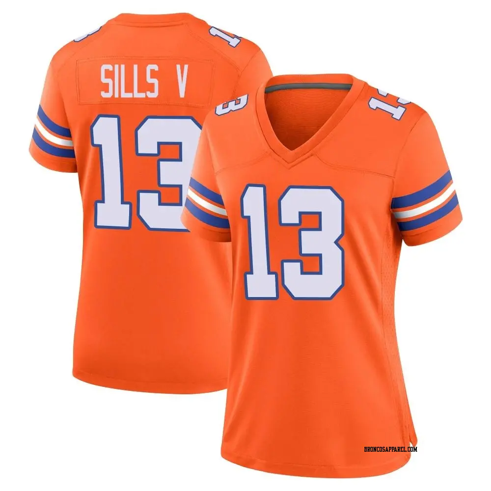 Game Orange Women's David Sills V Denver Broncos Alternate Mile High Collection 1977 Throwback Jersey