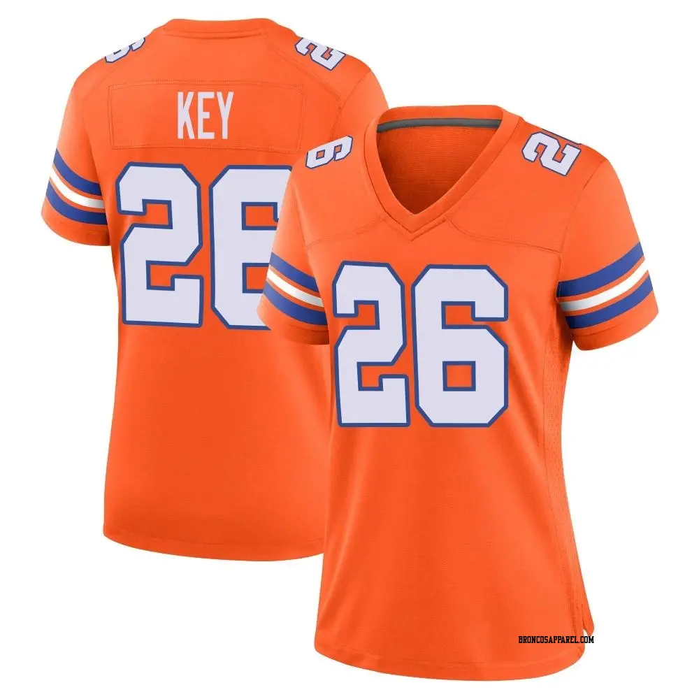 Game Orange Women's Devon Key Denver Broncos Alternate Mile High Collection 1977 Throwback Jersey