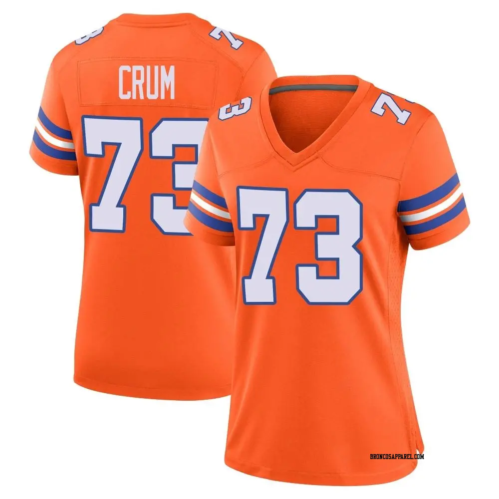 Game Orange Women's Frank Crum Denver Broncos Alternate Mile High Collection 1977 Throwback Jersey