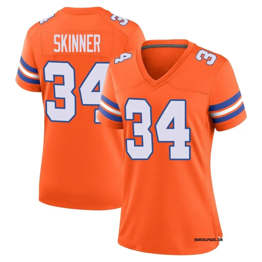 Game Orange Women's JL Skinner Denver Broncos Alternate Mile High Collection 1977 Throwback Jersey