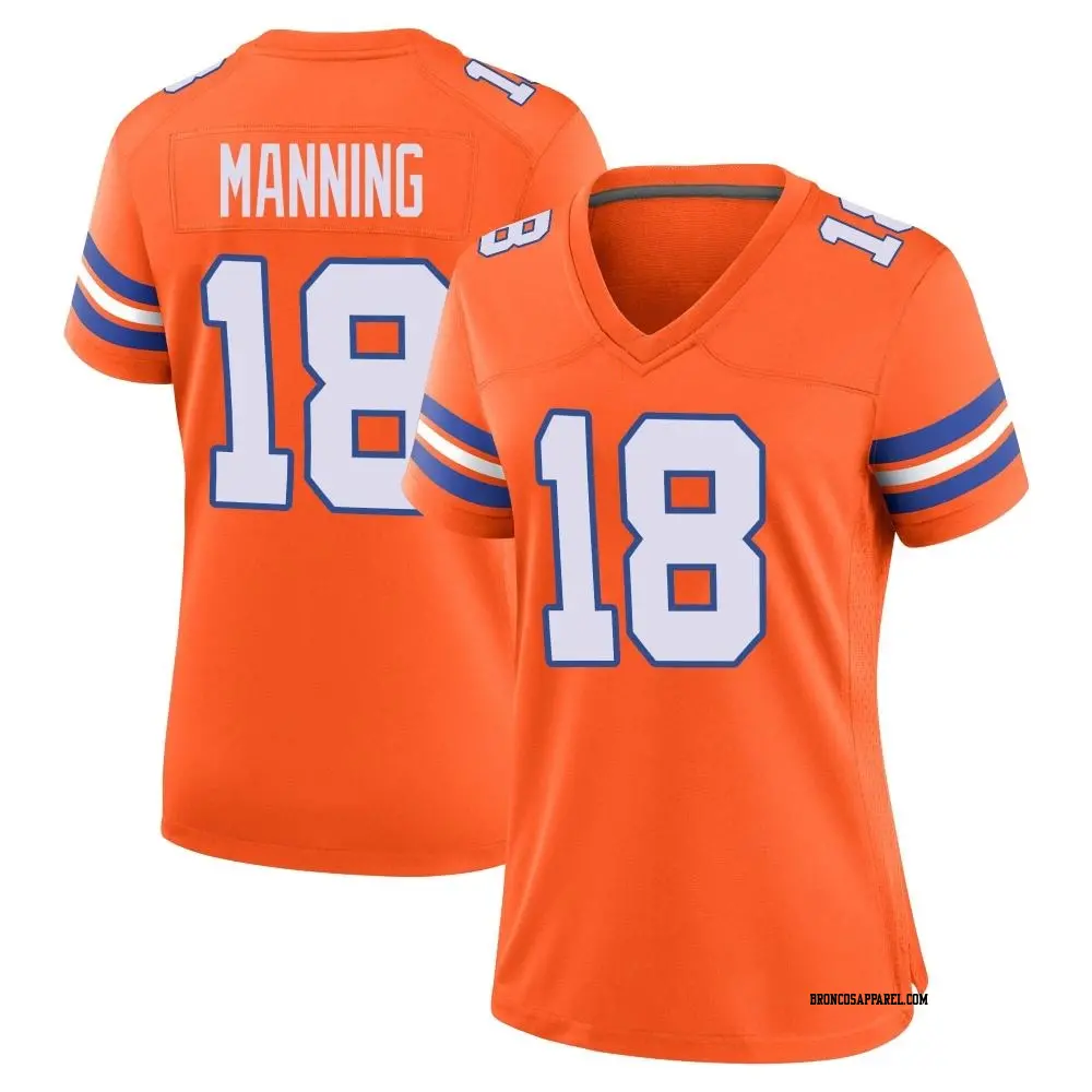 Game Orange Women's Peyton Manning Denver Broncos Alternate Mile High Collection 1977 Throwback Jersey