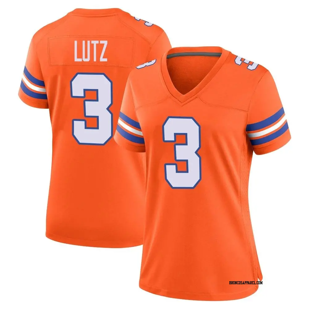 Game Orange Women's Wil Lutz Denver Broncos Alternate Mile High Collection 1977 Throwback Jersey