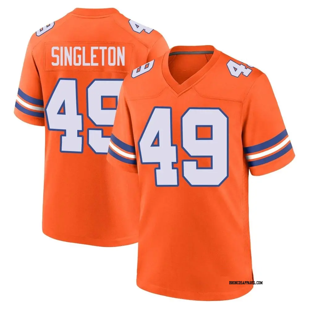 Game Orange Youth Alex Singleton Denver Broncos Alternate Mile High Collection 1977 Throwback Jersey