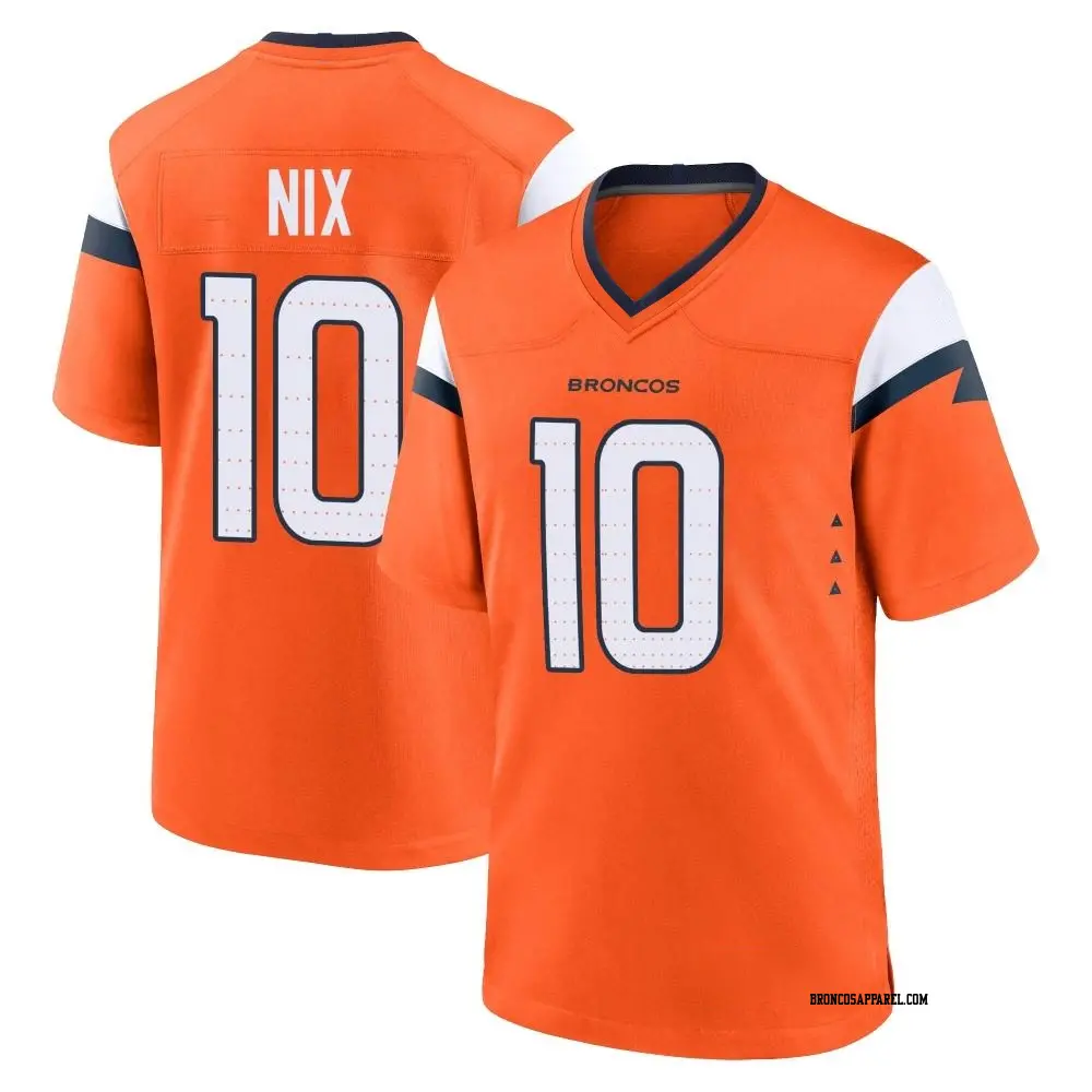 Game Orange Youth Bo Nix Denver Broncos Jersey