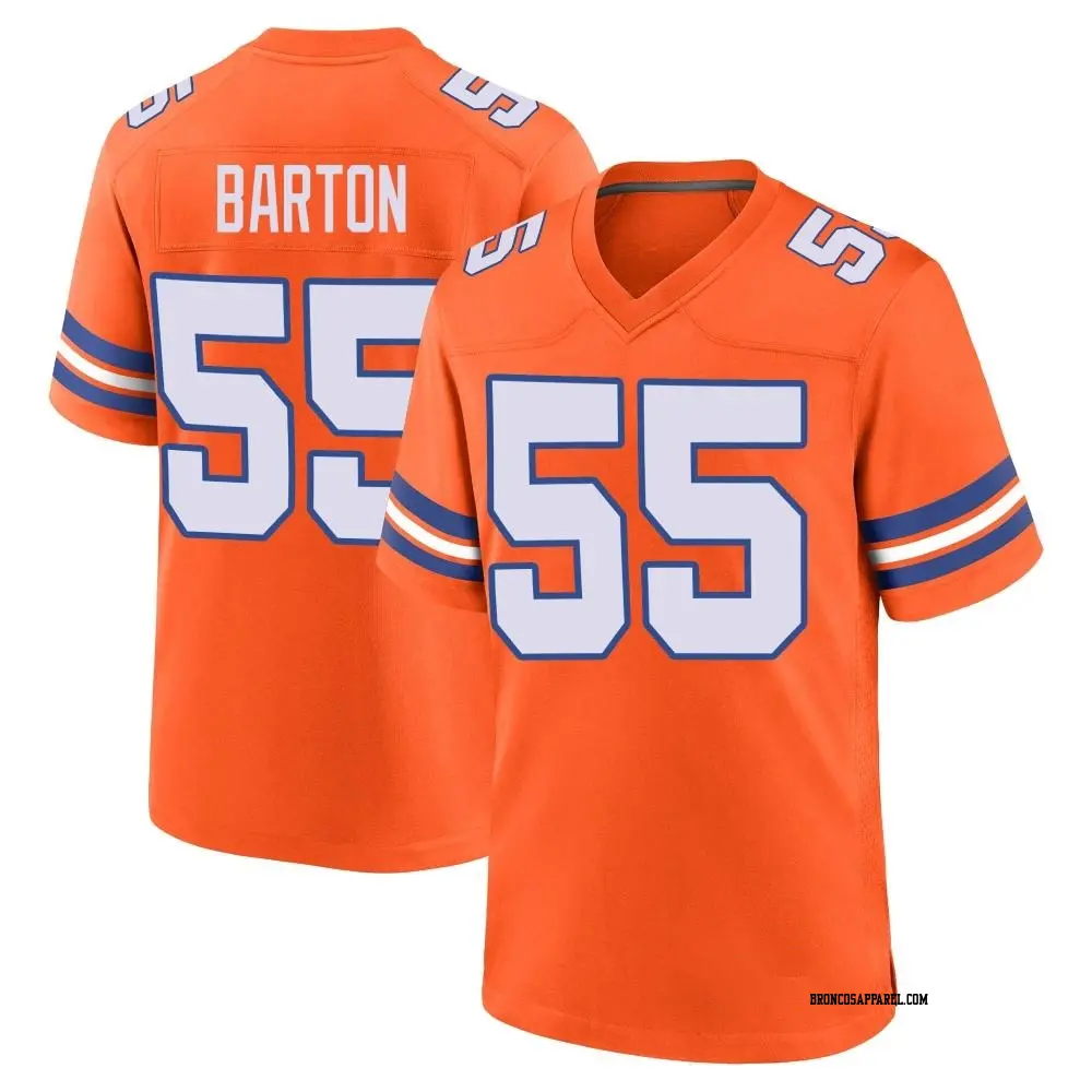 Game Orange Youth Cody Barton Denver Broncos Alternate Mile High Collection 1977 Throwback Jersey