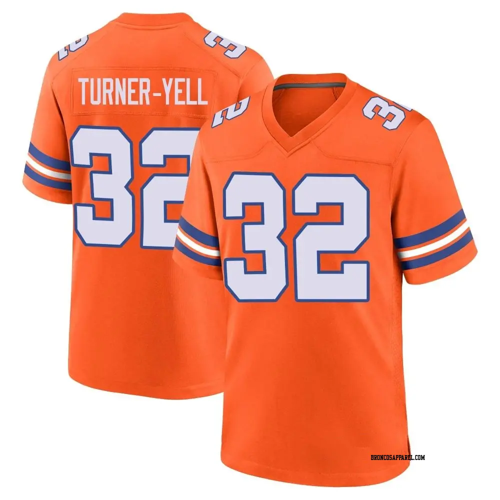 Game Orange Youth Delarrin Turner-Yell Denver Broncos Alternate Mile High Collection 1977 Throwback Jersey