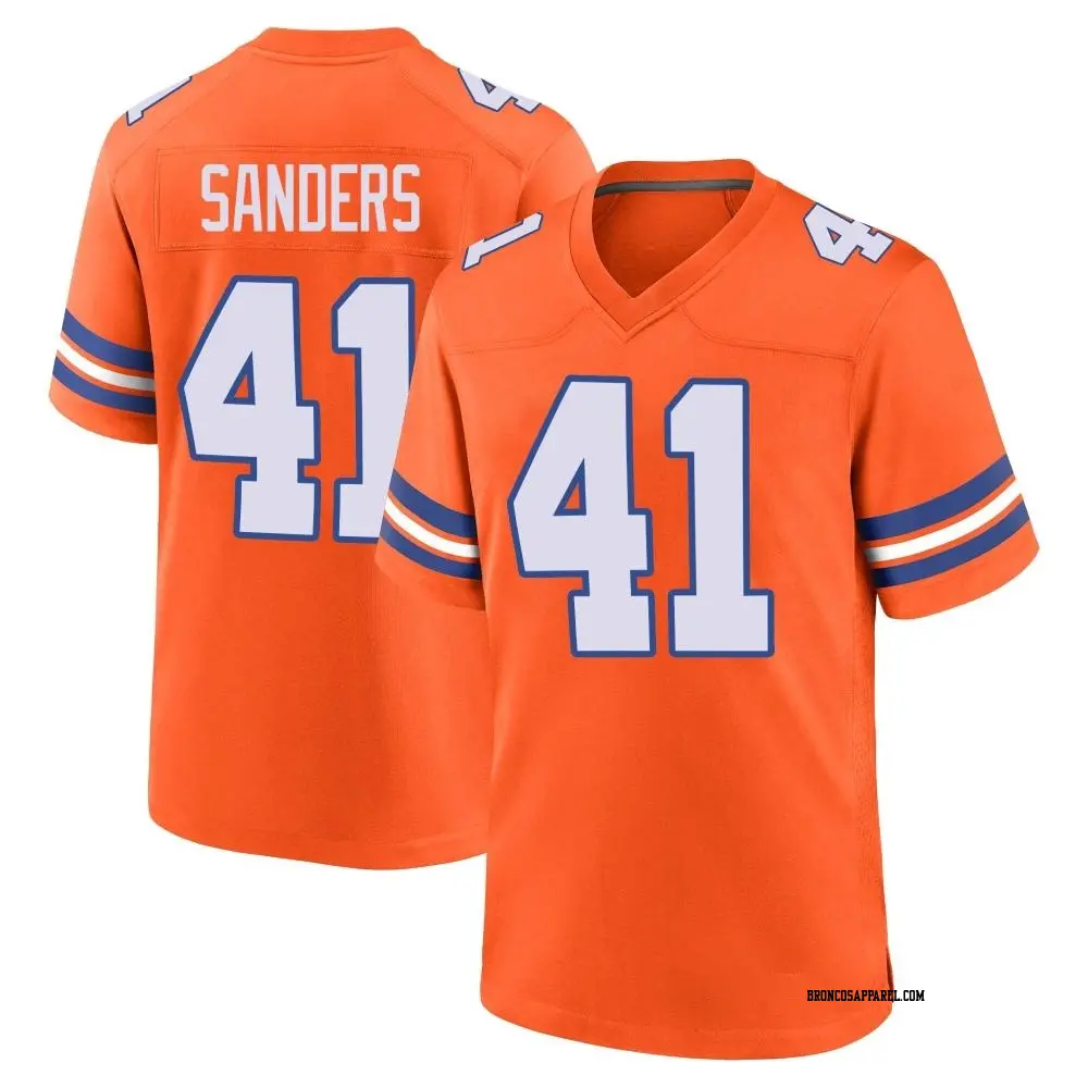 Game Orange Youth Drew Sanders Denver Broncos Alternate Mile High Collection 1977 Throwback Jersey