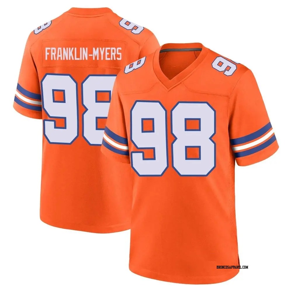 Game Orange Youth John Franklin-Myers Denver Broncos Alternate Mile High Collection 1977 Throwback Jersey