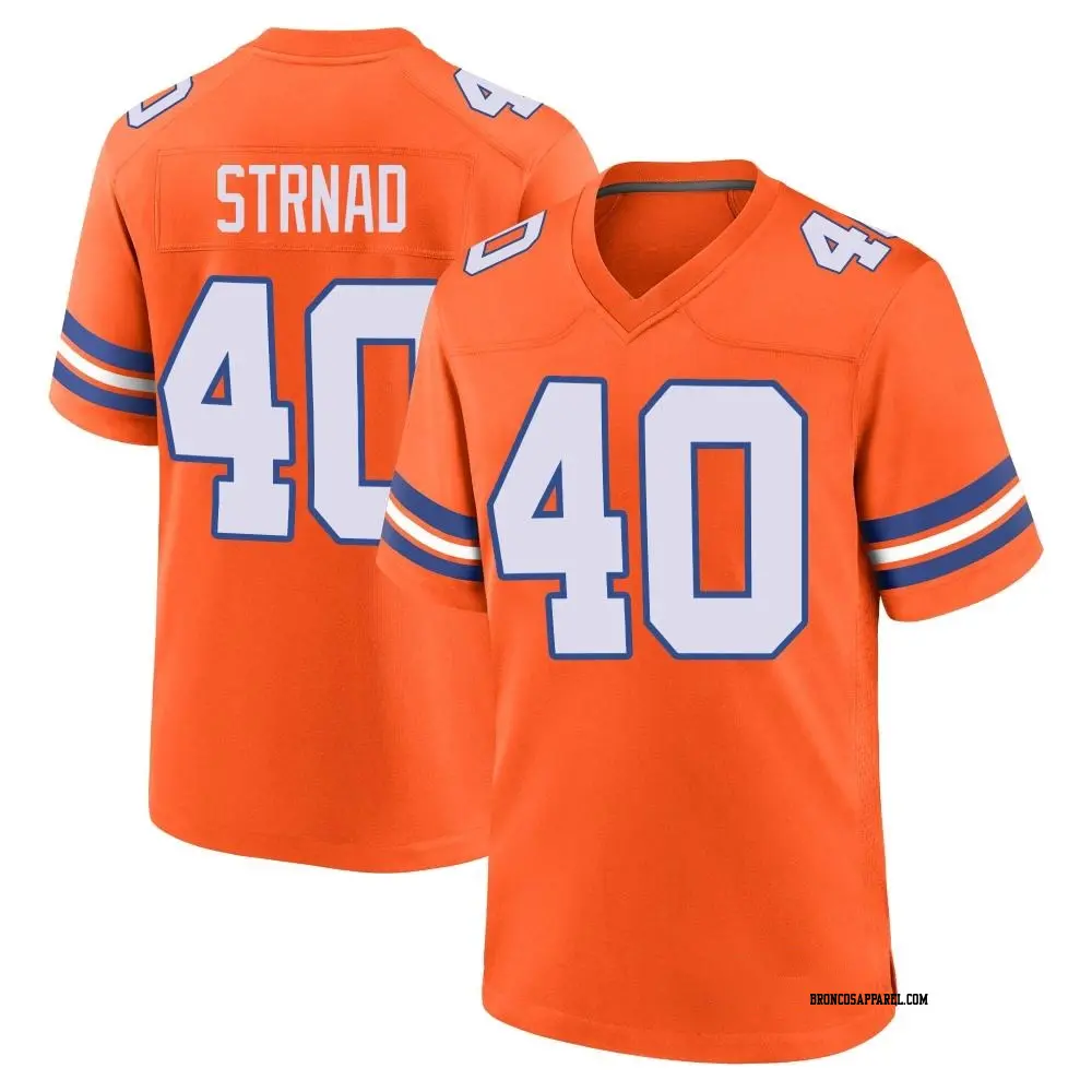 Game Orange Youth Justin Strnad Denver Broncos Alternate Mile High Collection 1977 Throwback Jersey