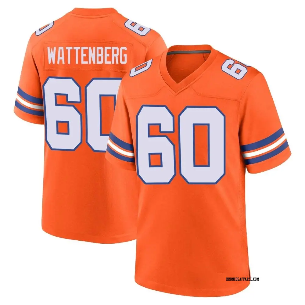 Game Orange Youth Luke Wattenberg Denver Broncos Alternate Mile High Collection 1977 Throwback Jersey