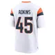 Game White Youth Nate Adkins Denver Broncos 2nd Jersey