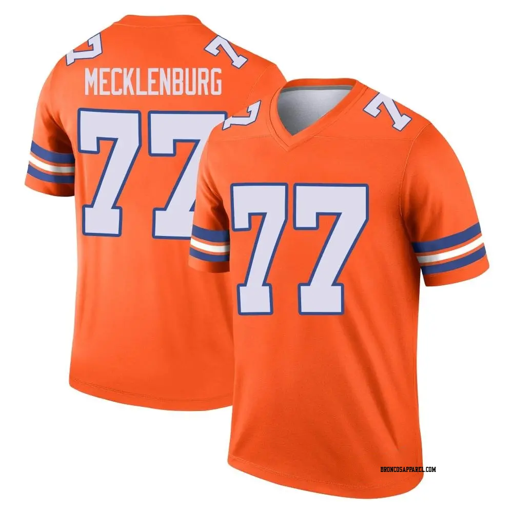 Legend Orange Men's Karl Mecklenburg Denver Broncos Alternate Mile High Collection 1977 Throwback Jersey