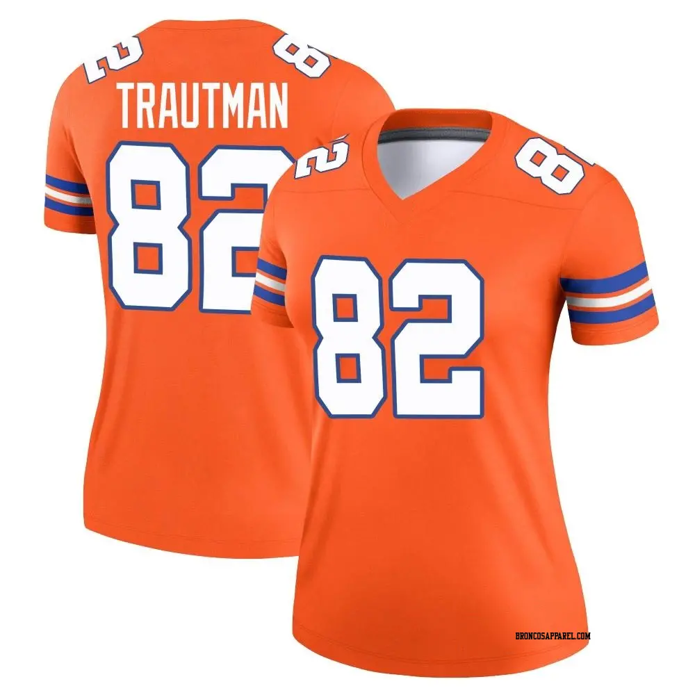 Legend Orange Women's Adam Trautman Denver Broncos Alternate Mile High Collection 1977 Throwback Jersey