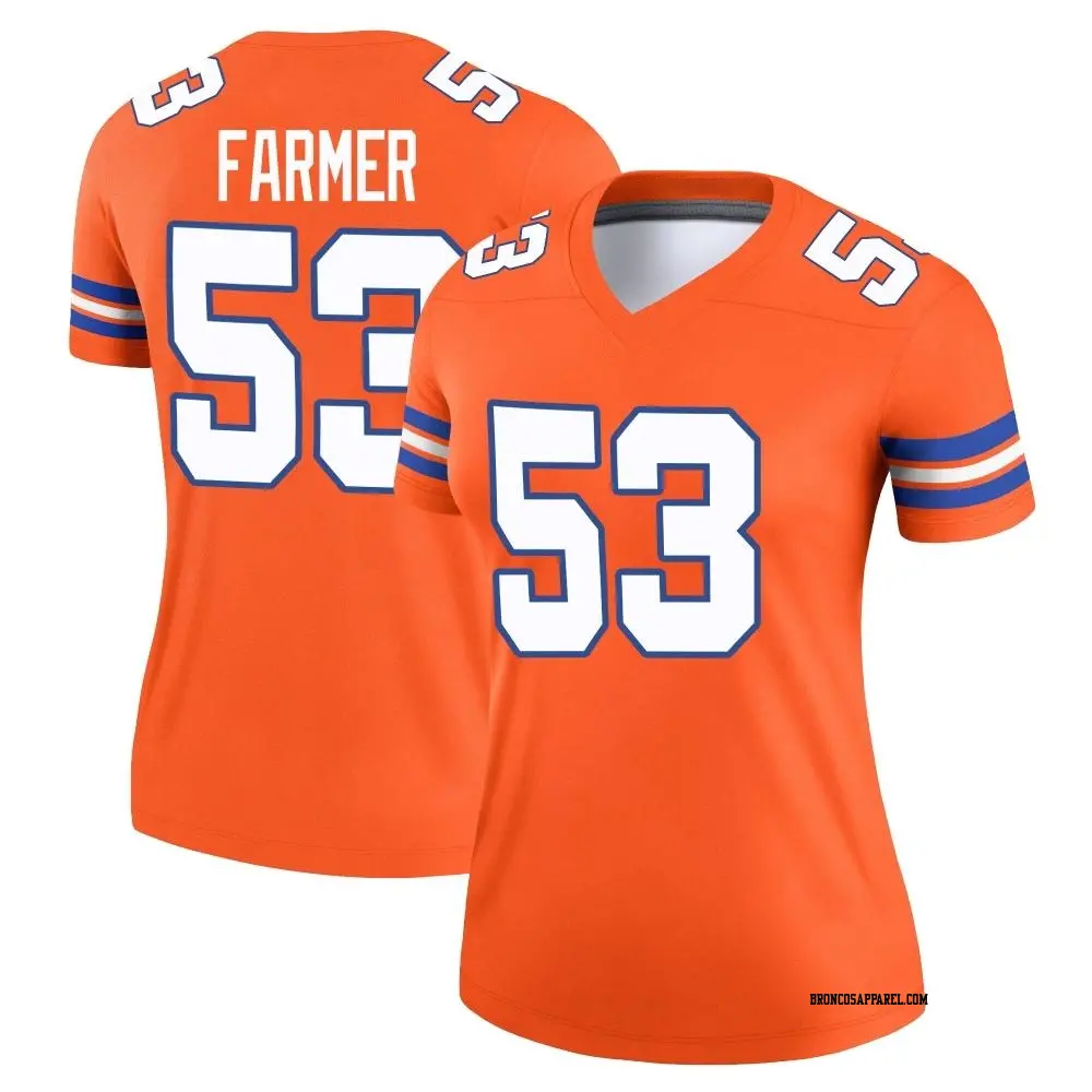 Legend Orange Women's Andrew Farmer Denver Broncos Alternate Mile High Collection 1977 Throwback Jersey