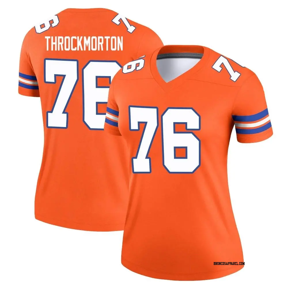 Legend Orange Women's Calvin Throckmorton Denver Broncos Alternate Mile High Collection 1977 Throwback Jersey