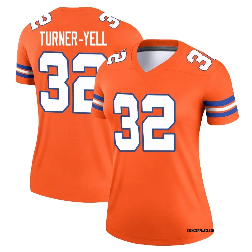 Legend Orange Women's Delarrin Turner-Yell Denver Broncos Alternate Mile High Collection 1977 Throwback Jersey