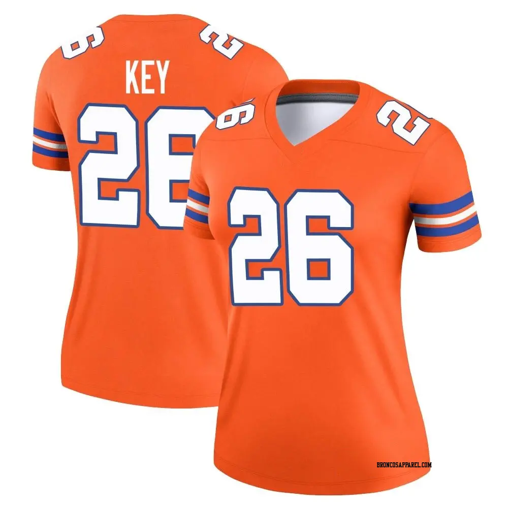 Legend Orange Women's Devon Key Denver Broncos Alternate Mile High Collection 1977 Throwback Jersey