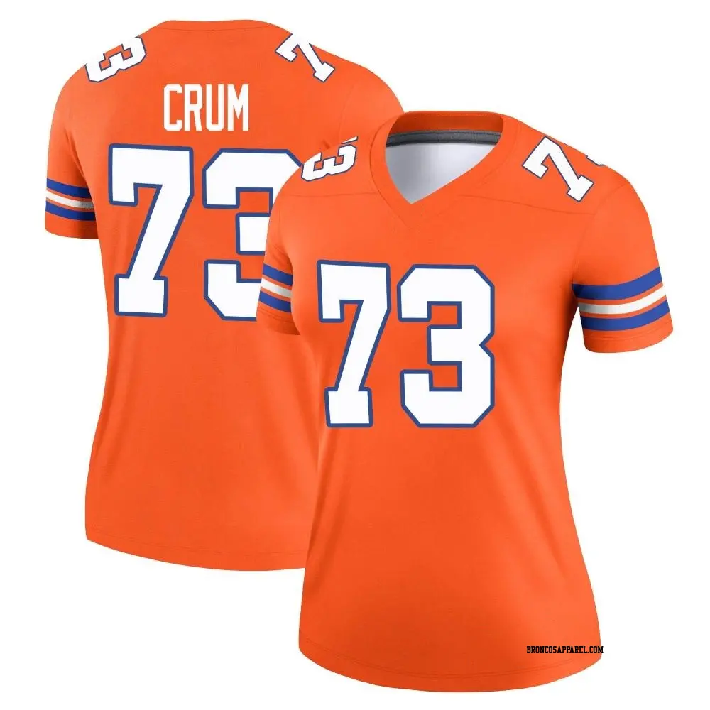 Legend Orange Women's Frank Crum Denver Broncos Alternate Mile High Collection 1977 Throwback Jersey