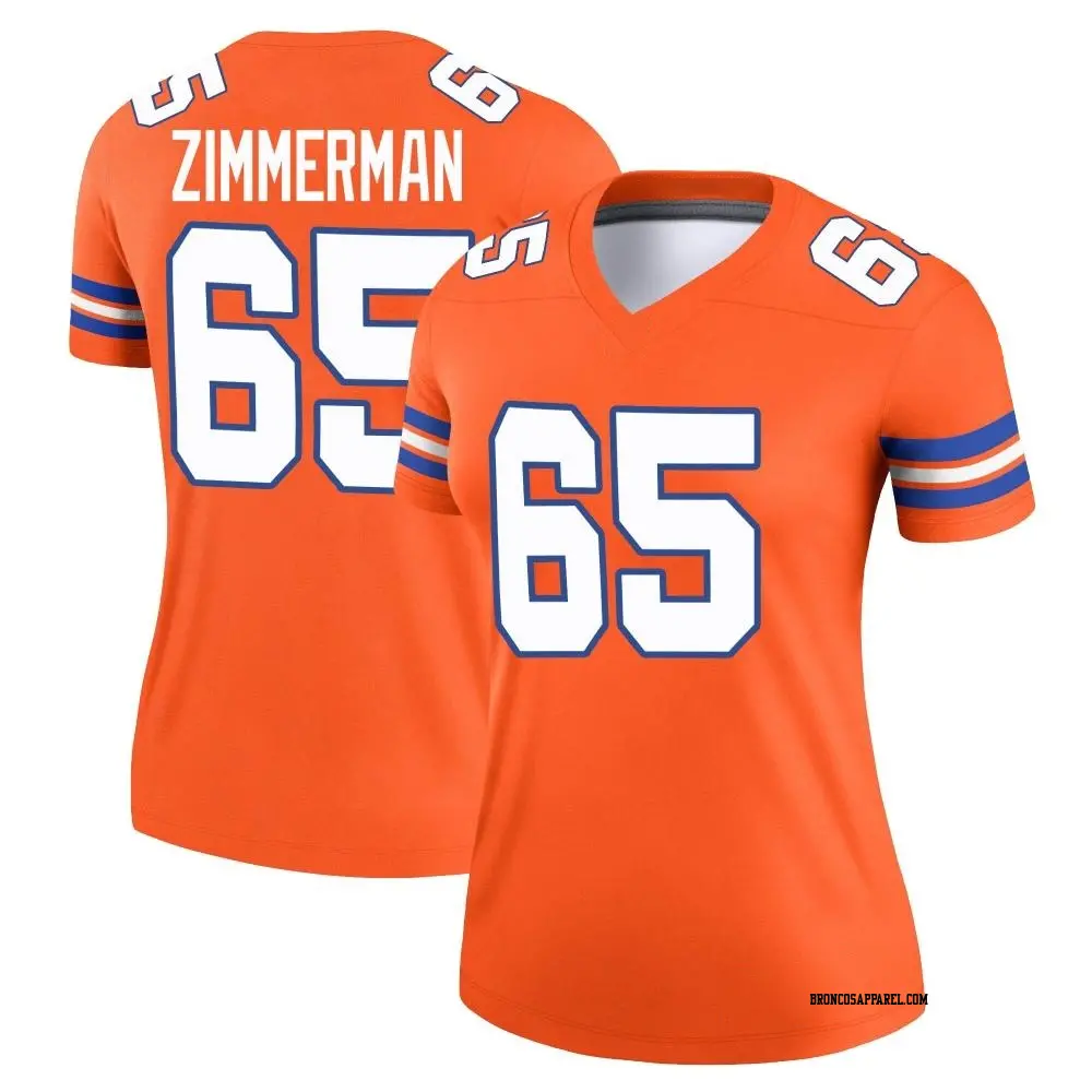 Legend Orange Women's Gary Zimmerman Denver Broncos Alternate Mile High Collection 1977 Throwback Jersey