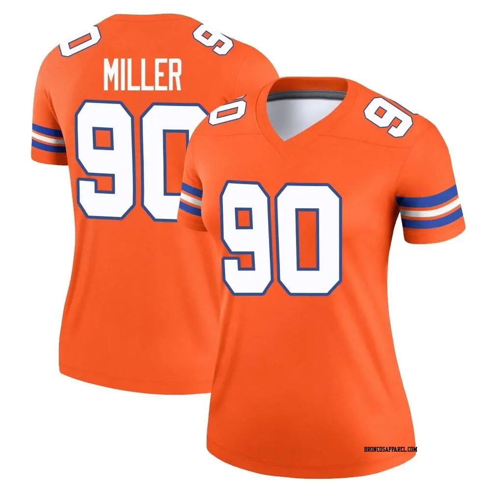 Legend Orange Women's Jordan Miller Denver Broncos Alternate Mile High Collection 1977 Throwback Jersey