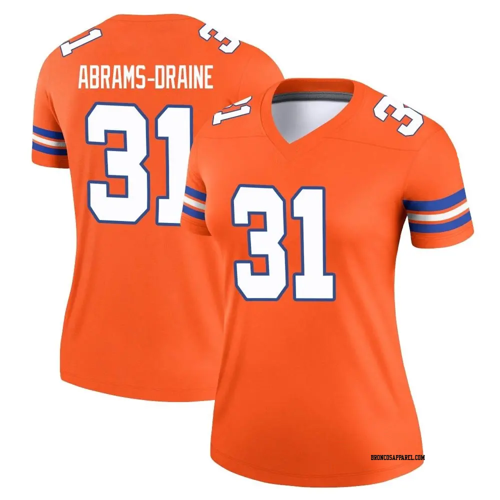 Legend Orange Women's Kris Abrams-Draine Denver Broncos Alternate Mile High Collection 1977 Throwback Jersey