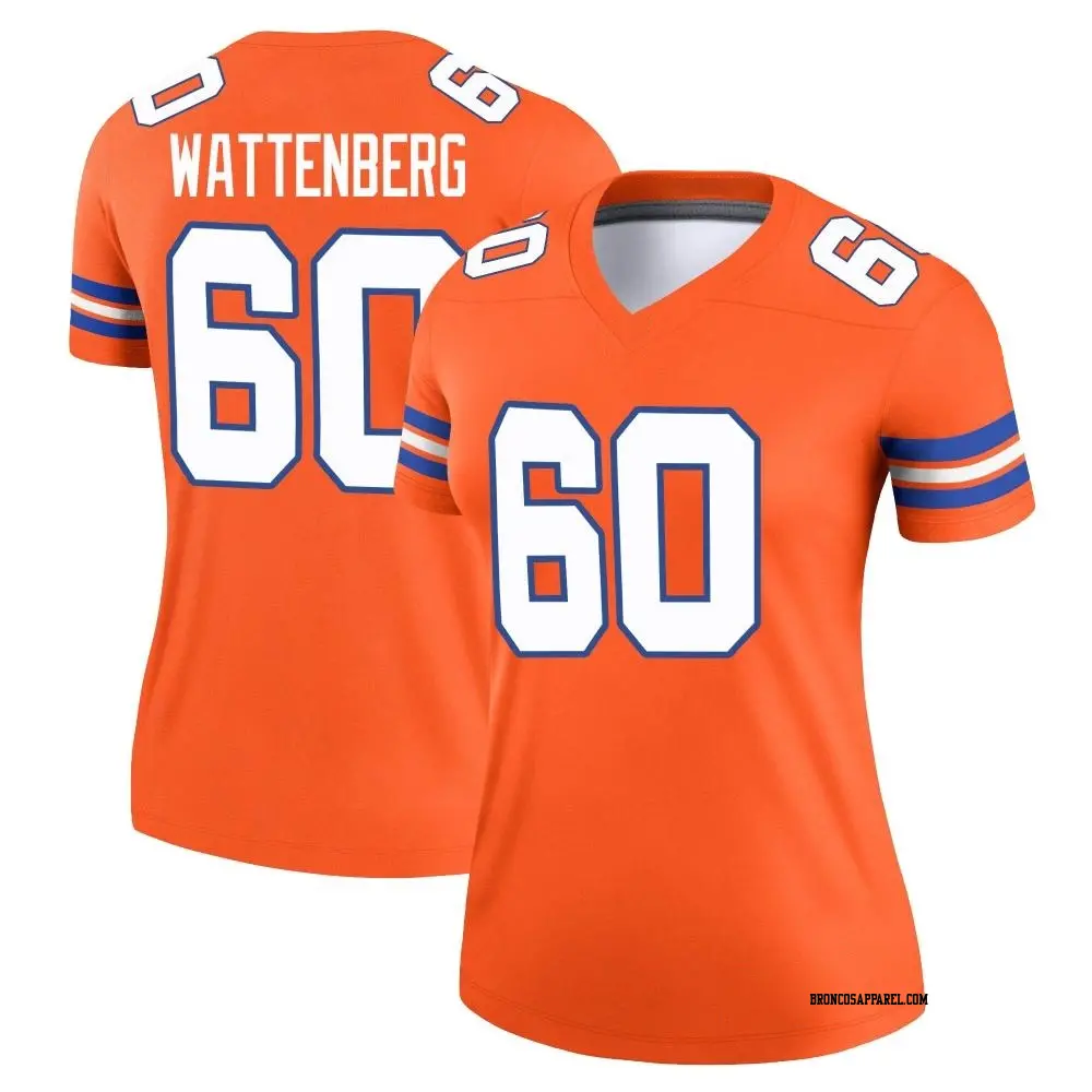 Legend Orange Women's Luke Wattenberg Denver Broncos Alternate Mile High Collection 1977 Throwback Jersey