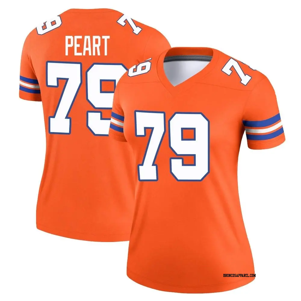 Legend Orange Women's Matt Peart Denver Broncos Alternate Mile High Collection 1977 Throwback Jersey