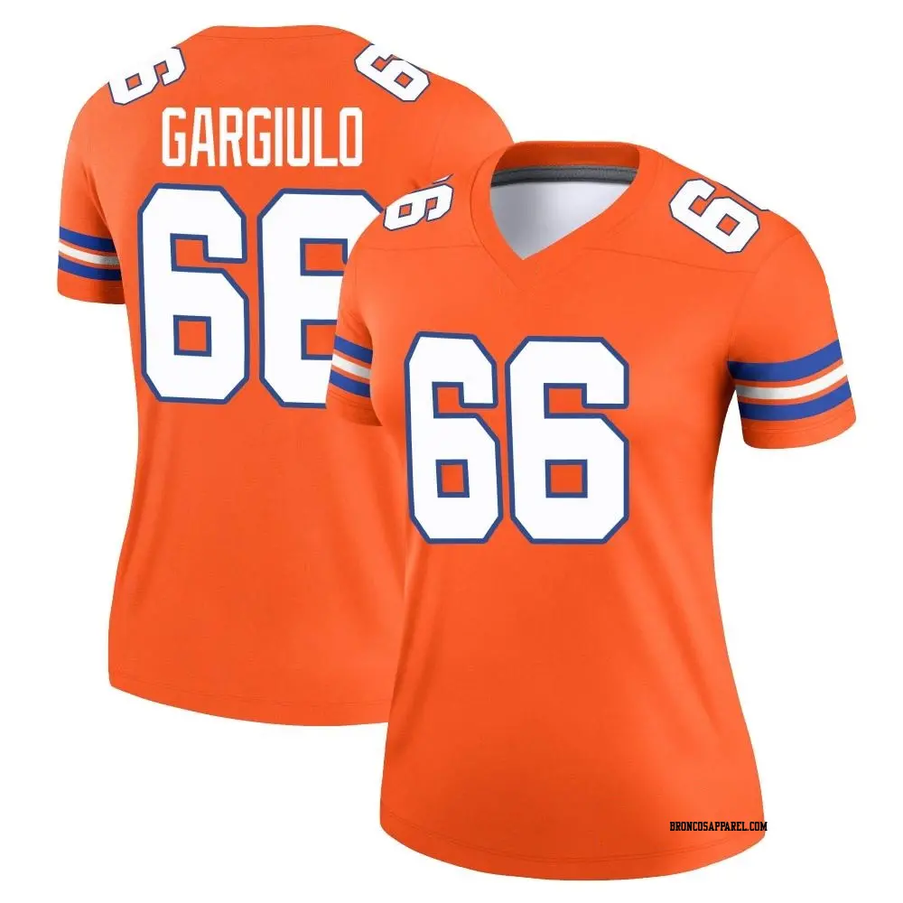 Legend Orange Women's Nick Gargiulo Denver Broncos Alternate Mile High Collection 1977 Throwback Jersey