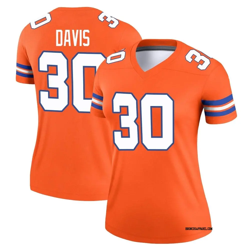 Legend Orange Women's Terrell Davis Denver Broncos Alternate Mile High Collection 1977 Throwback Jersey