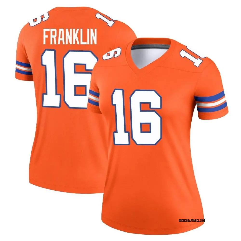 Legend Orange Women's Troy Franklin Denver Broncos Alternate Mile High Collection 1977 Throwback Jersey