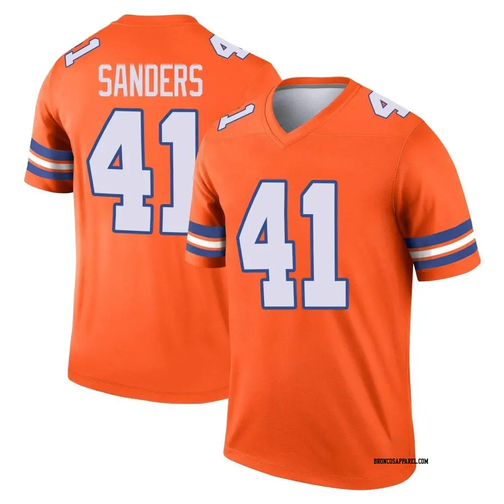 Legend Orange Youth Drew Sanders Denver Broncos Alternate Mile High Collection 1977 Throwback Jersey