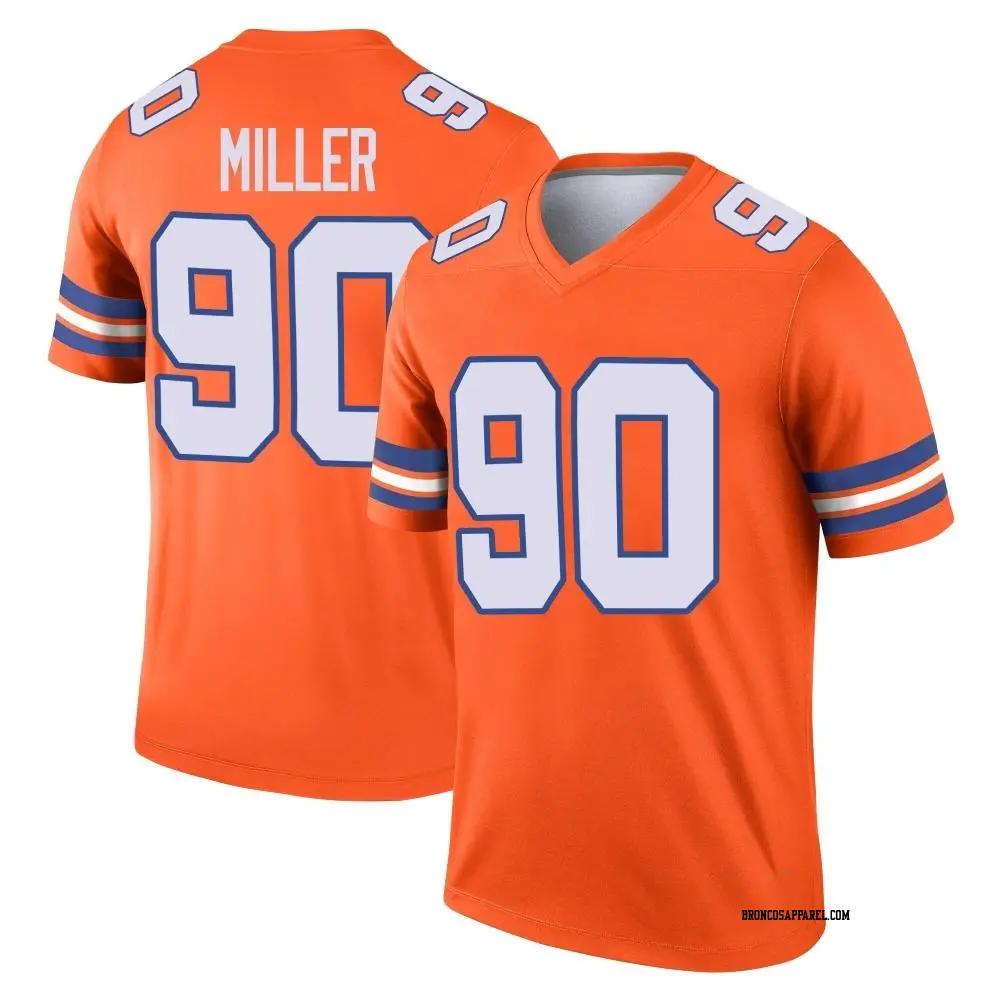 Legend Orange Youth Jordan Miller Denver Broncos Alternate Mile High Collection 1977 Throwback Jersey