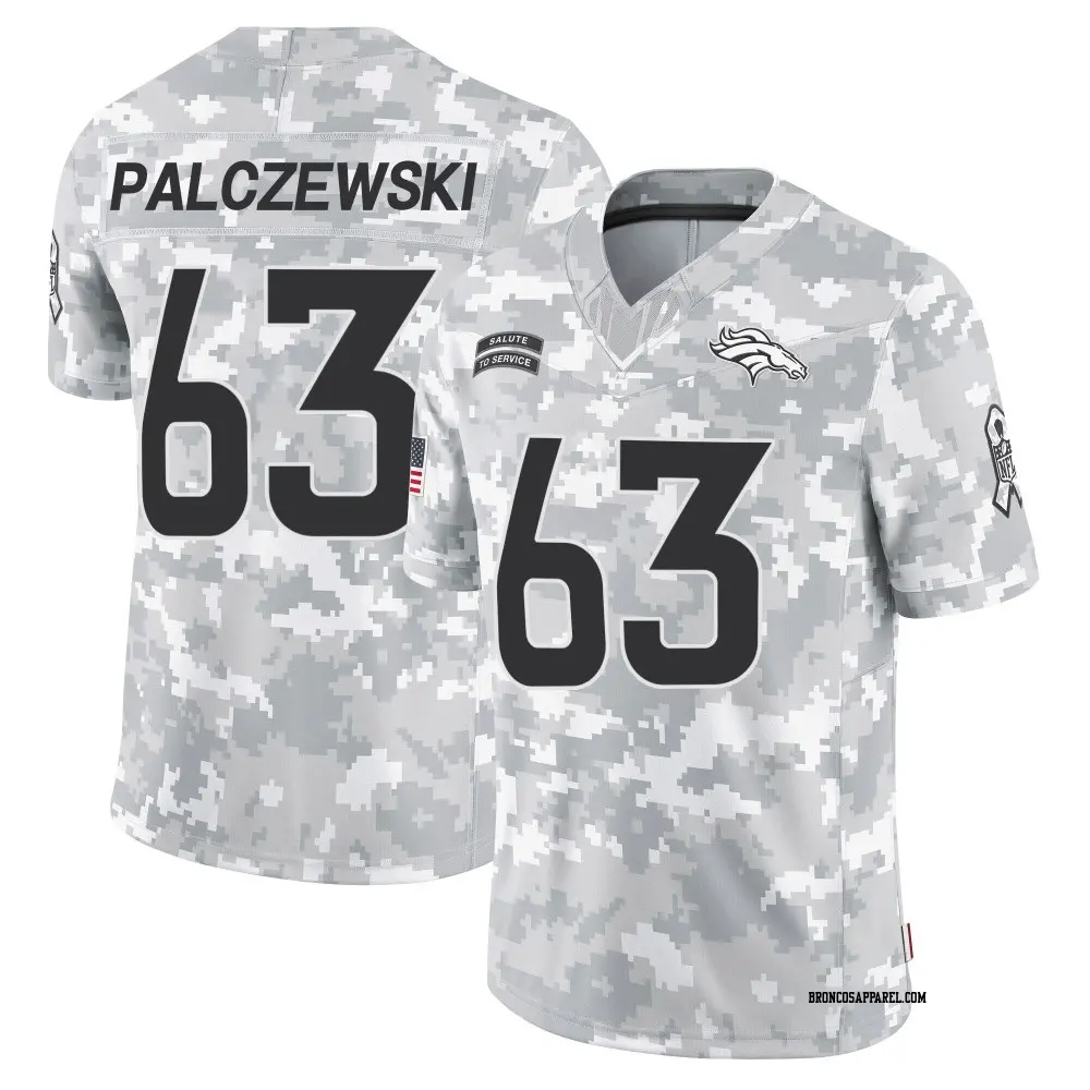 Limited Arctic Camo Men's Alex Palczewski Denver Broncos 2024 Salute to Service Jersey