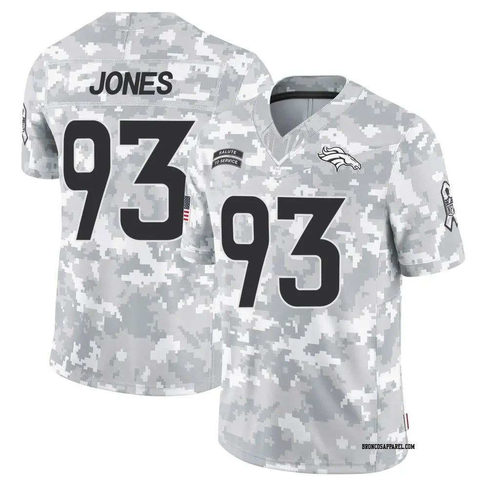 Limited Arctic Camo Men's D.J. Jones Denver Broncos 2024 Salute to Service Jersey