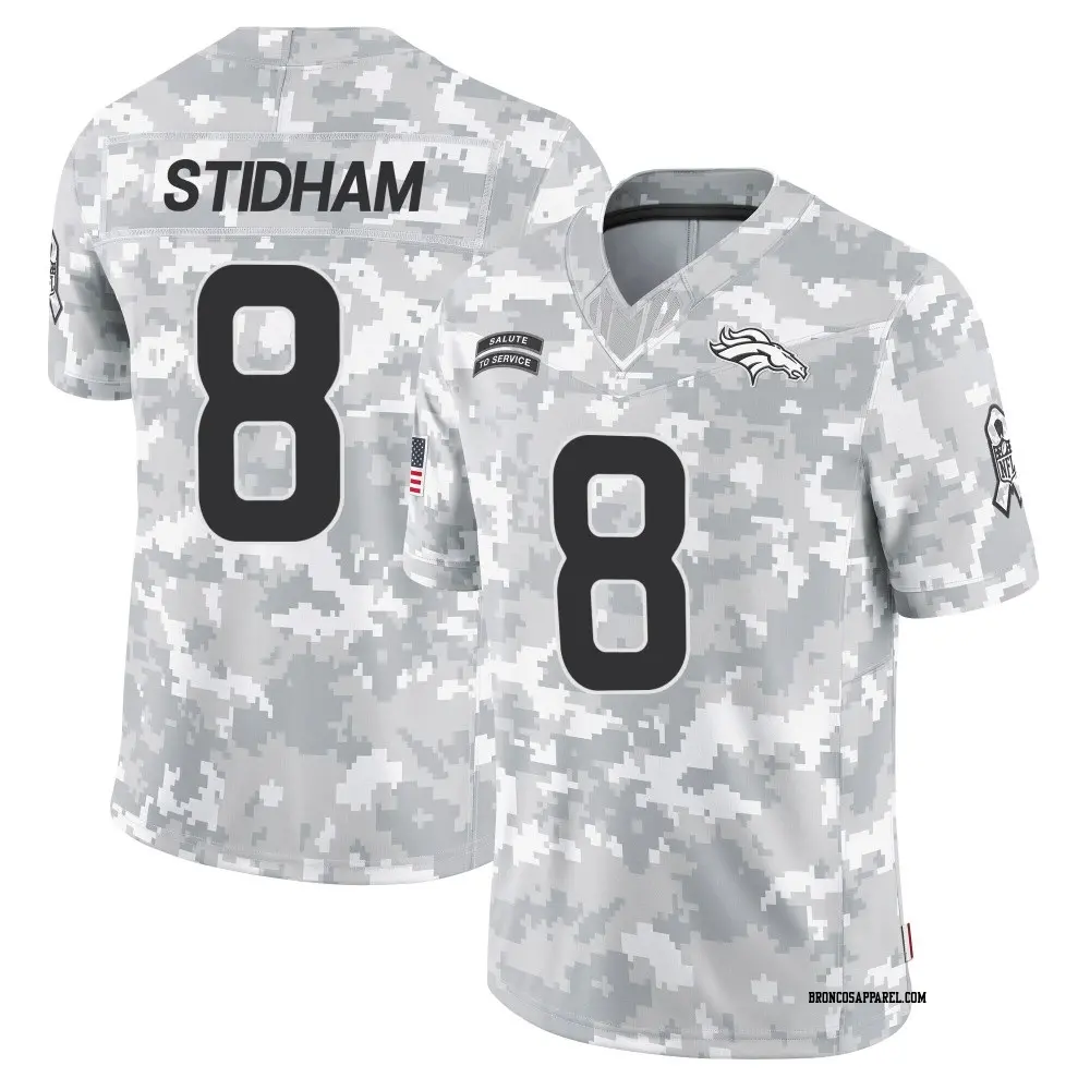 Limited Arctic Camo Men's Jarrett Stidham Denver Broncos 2024 Salute to Service Jersey