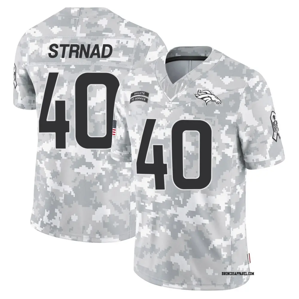 Limited Arctic Camo Men's Justin Strnad Denver Broncos 2024 Salute to Service Jersey