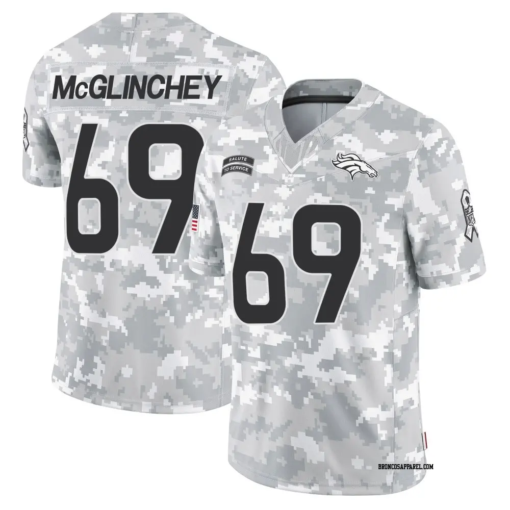 Limited Arctic Camo Men's Mike McGlinchey Denver Broncos 2024 Salute to Service Jersey