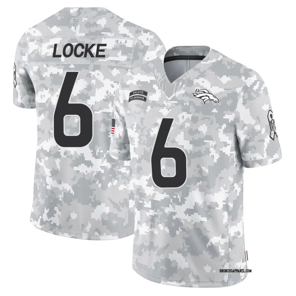 Limited Arctic Camo Men's P.J. Locke Denver Broncos 2024 Salute to Service Jersey