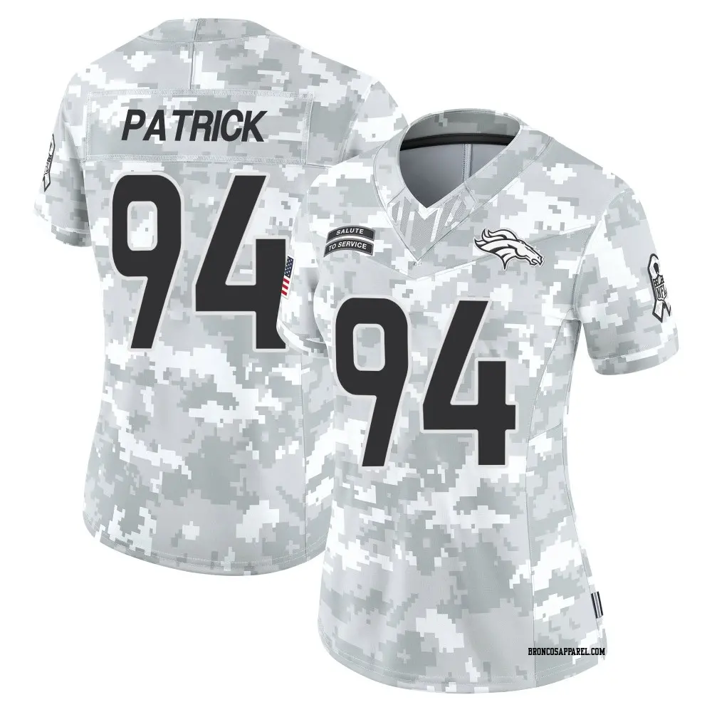 Limited Arctic Camo Women's Aaron Patrick Denver Broncos 2024 Salute to Service Jersey