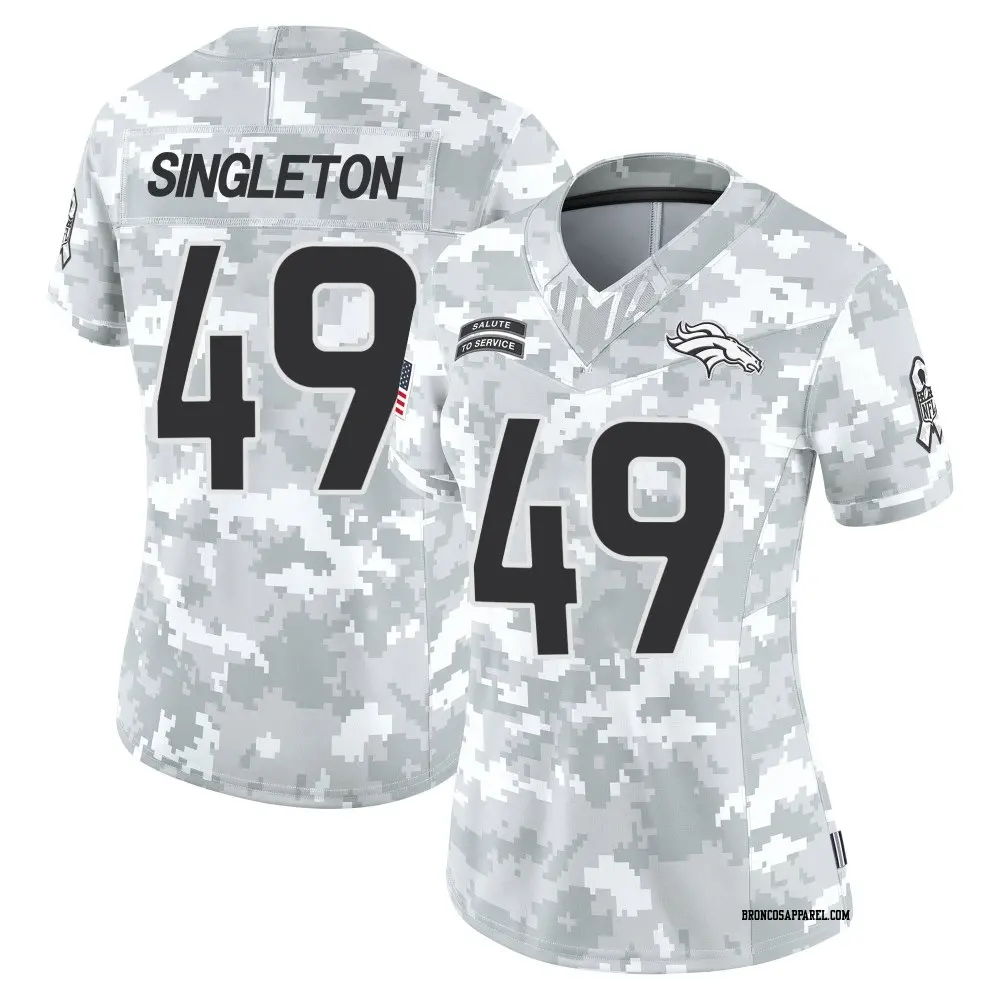 Limited Arctic Camo Women's Alex Singleton Denver Broncos 2024 Salute to Service Jersey