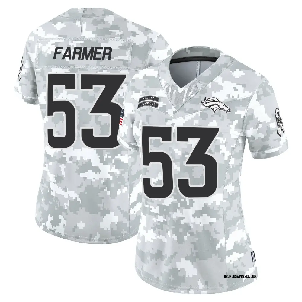 Limited Arctic Camo Women's Andrew Farmer Denver Broncos 2024 Salute to Service Jersey