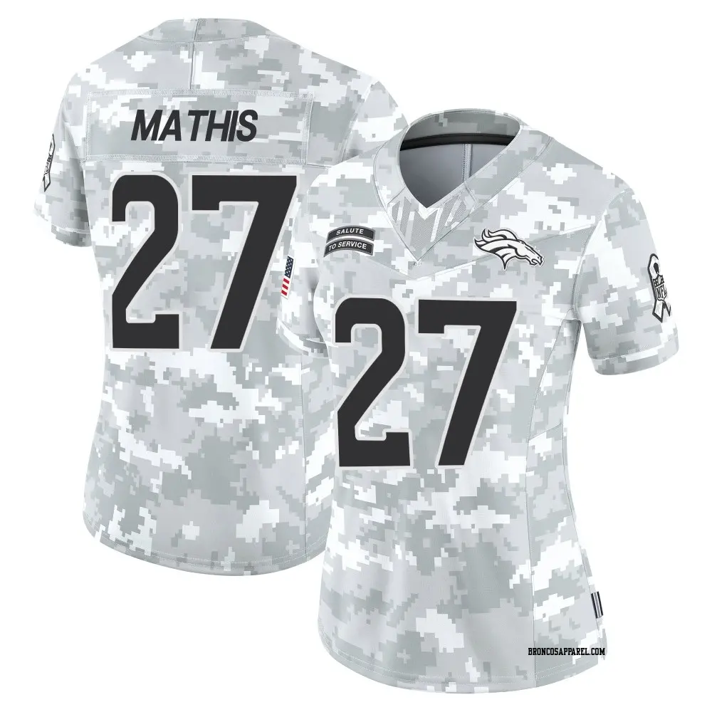 Limited Arctic Camo Women's Damarri Mathis Denver Broncos 2024 Salute to Service Jersey