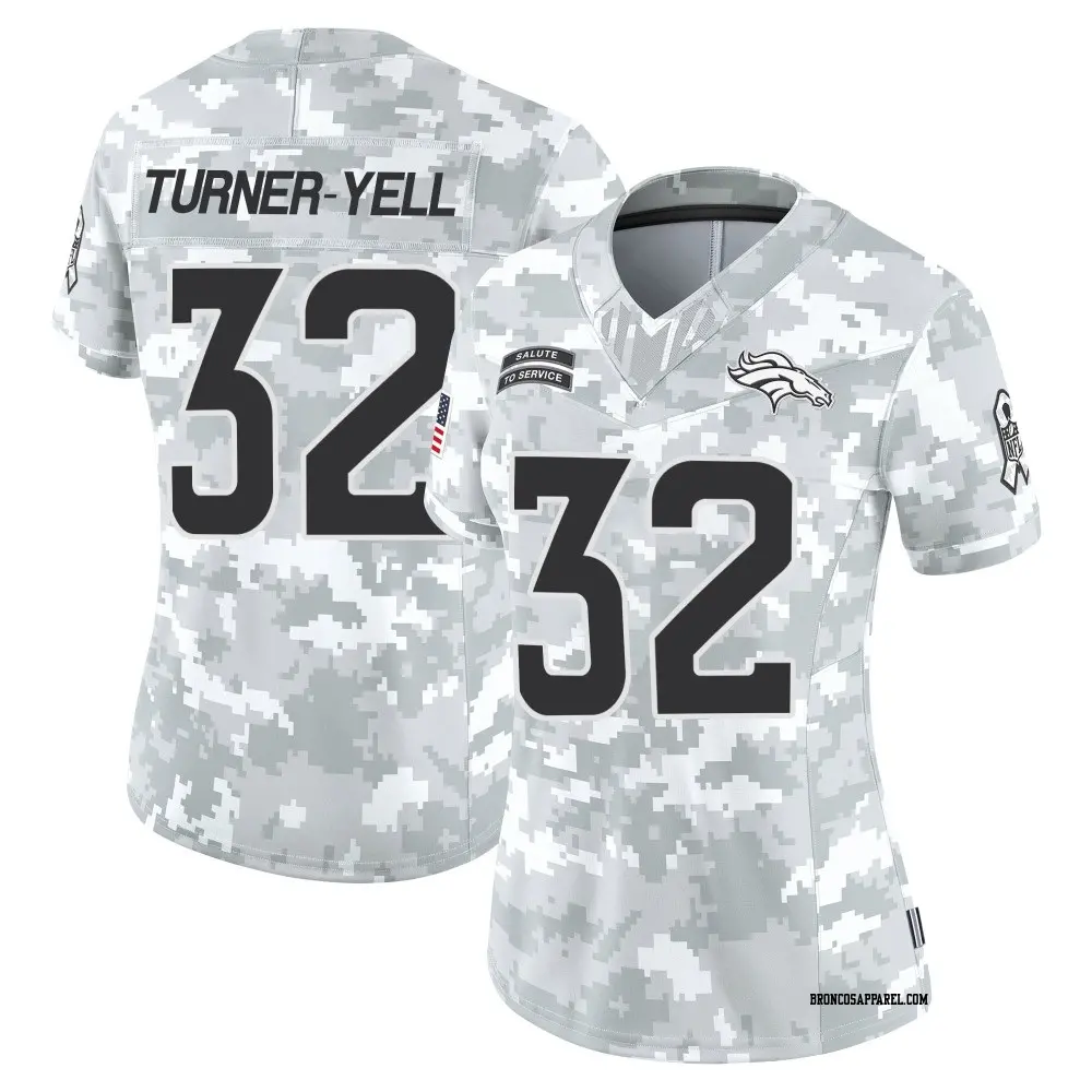 Limited Arctic Camo Women's Delarrin Turner-Yell Denver Broncos 2024 Salute to Service Jersey