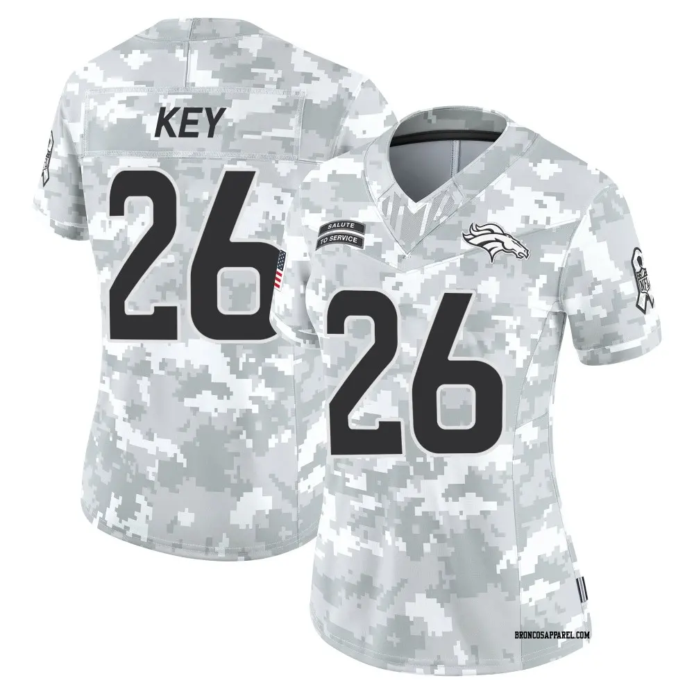 Limited Arctic Camo Women's Devon Key Denver Broncos 2024 Salute to Service Jersey