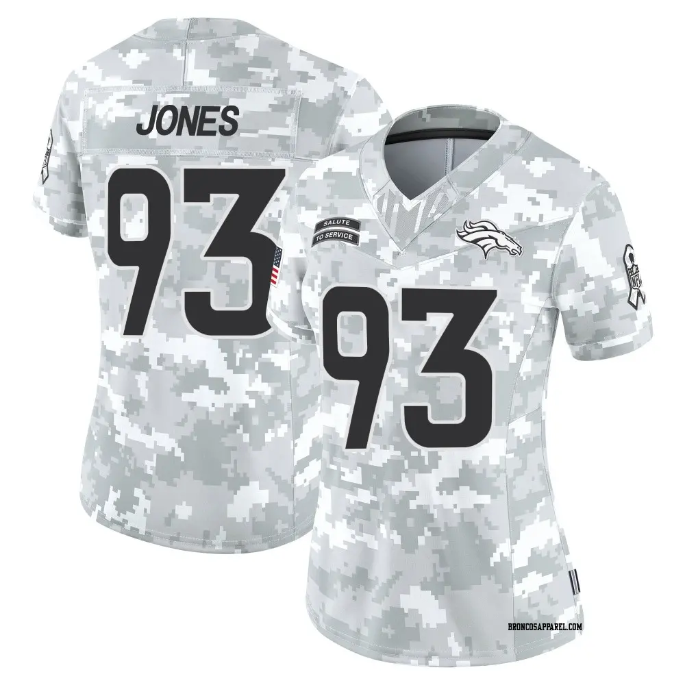 Limited Arctic Camo Women's D.J. Jones Denver Broncos 2024 Salute to Service Jersey