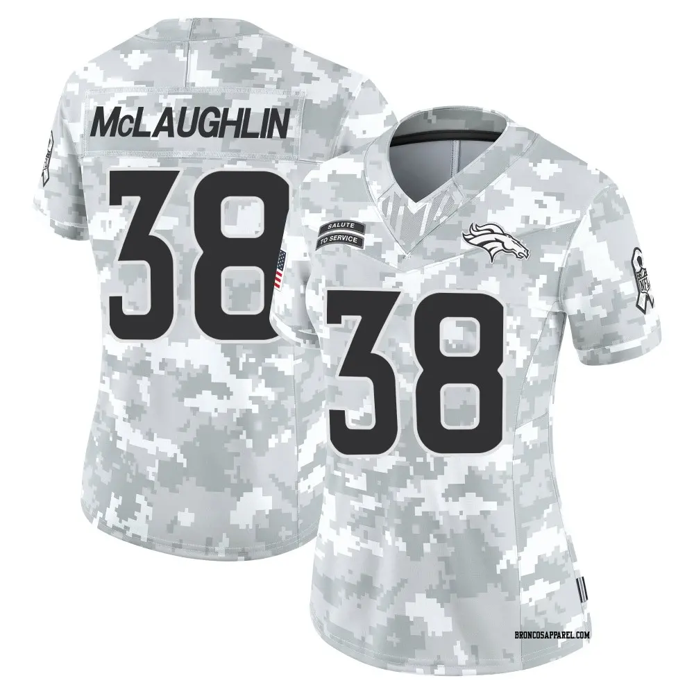 Limited Arctic Camo Women's Jaleel McLaughlin Denver Broncos 2024 Salute to Service Jersey